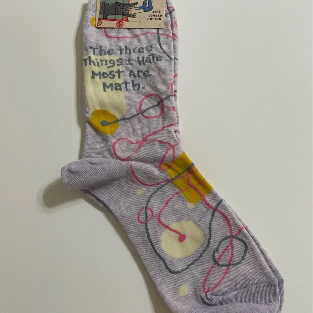 New BLUE Q women’s fun socks The Three Things I Hate Most Are Math